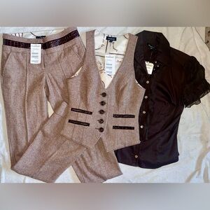 bebe Croco Leather Suit & Blouse 0 S NEW w/TAGS